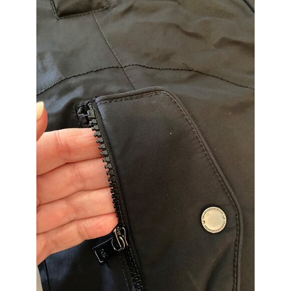 1 Madison Expedition Black Hooded Midi Coat Faux Fur Trim Size Small - Picture 9 of 16